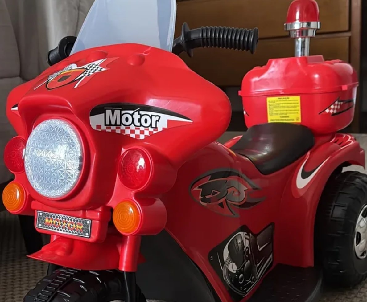 Moto Elétrica Brinq Kids Infantil Com Baú e Pedal