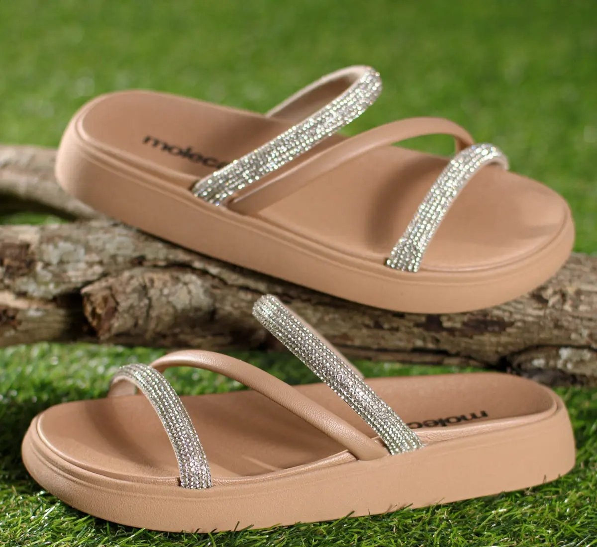 Papete Moleca Feminina Confortável Brilho Flatform Eva