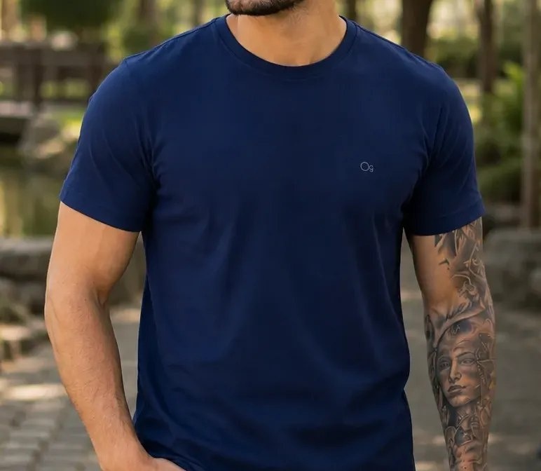 Camiseta Masculina Básica Slim Algodão Ogochi