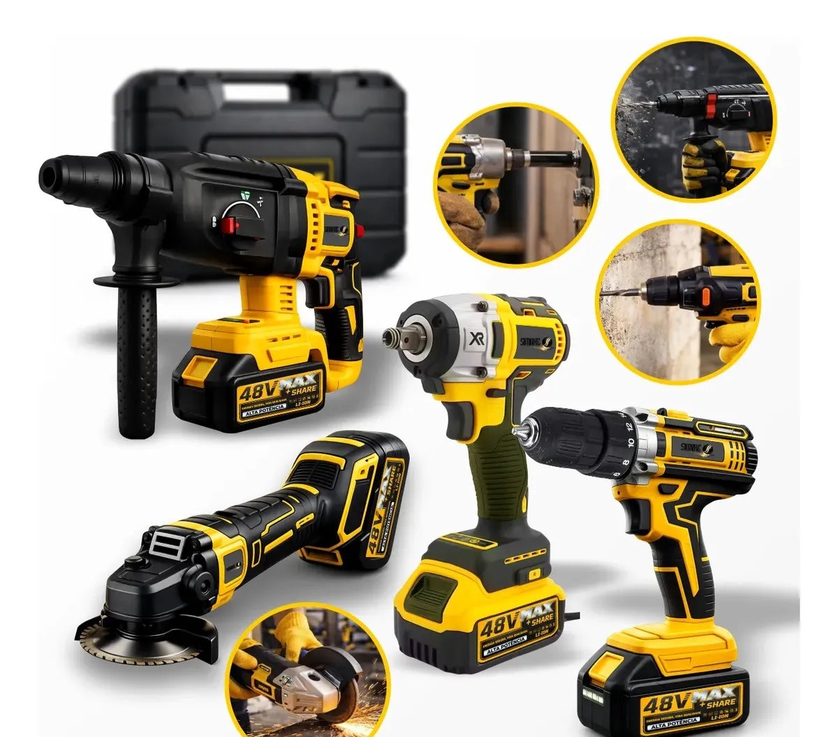 Kit Multi Ferramentas 4 Em 1 48v Sem Fio Com 2 Baterias