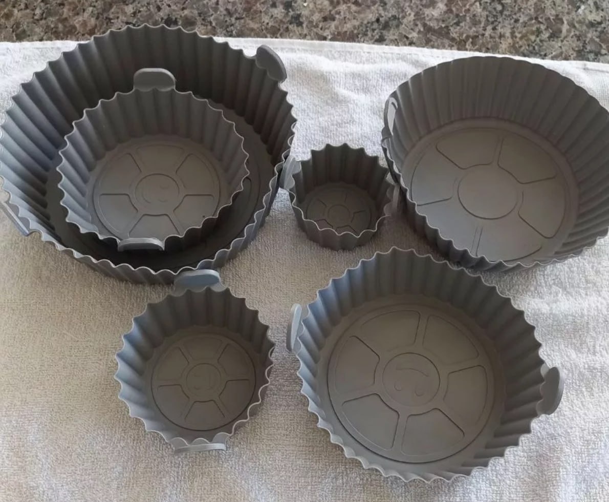 Kit 6 Formas De Silicone Para Air Fryer Antiaderente várias cores