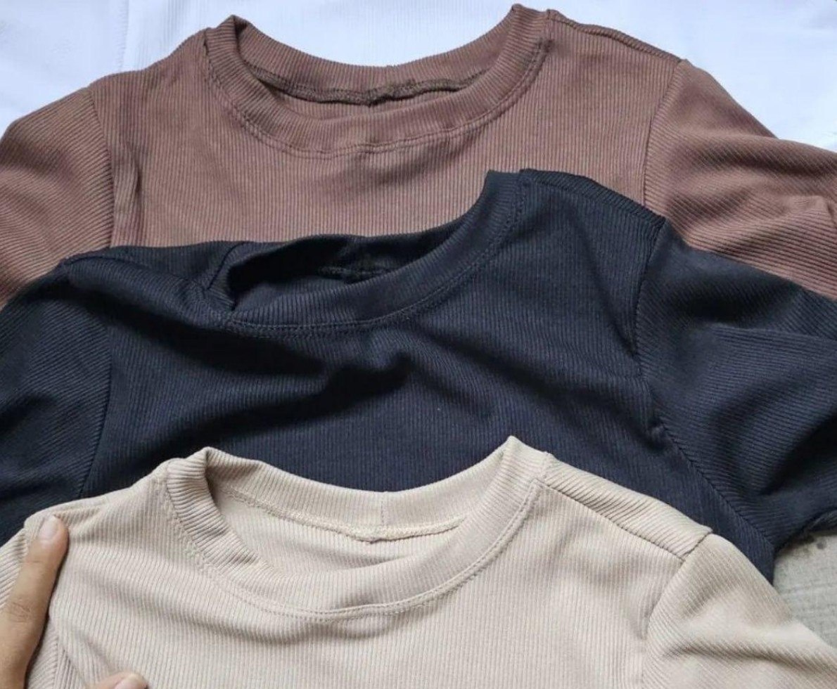 Kit 4 Blusas Femininas Ribana Canelado Básica Casual