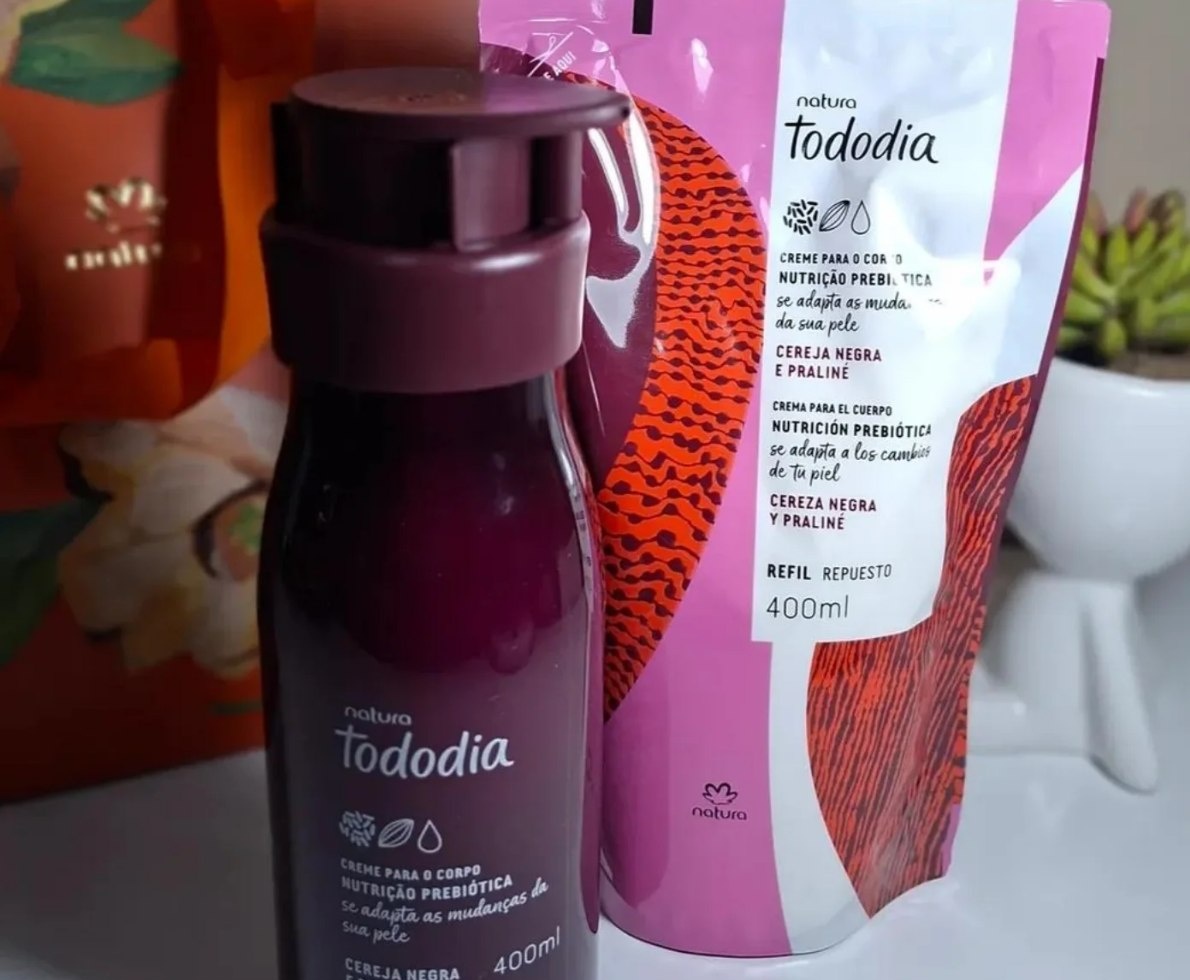 Kit Tododia Cereja Negra E Praliné Creme Nutritivo Para O Corpo 400ml  Refil 400ml