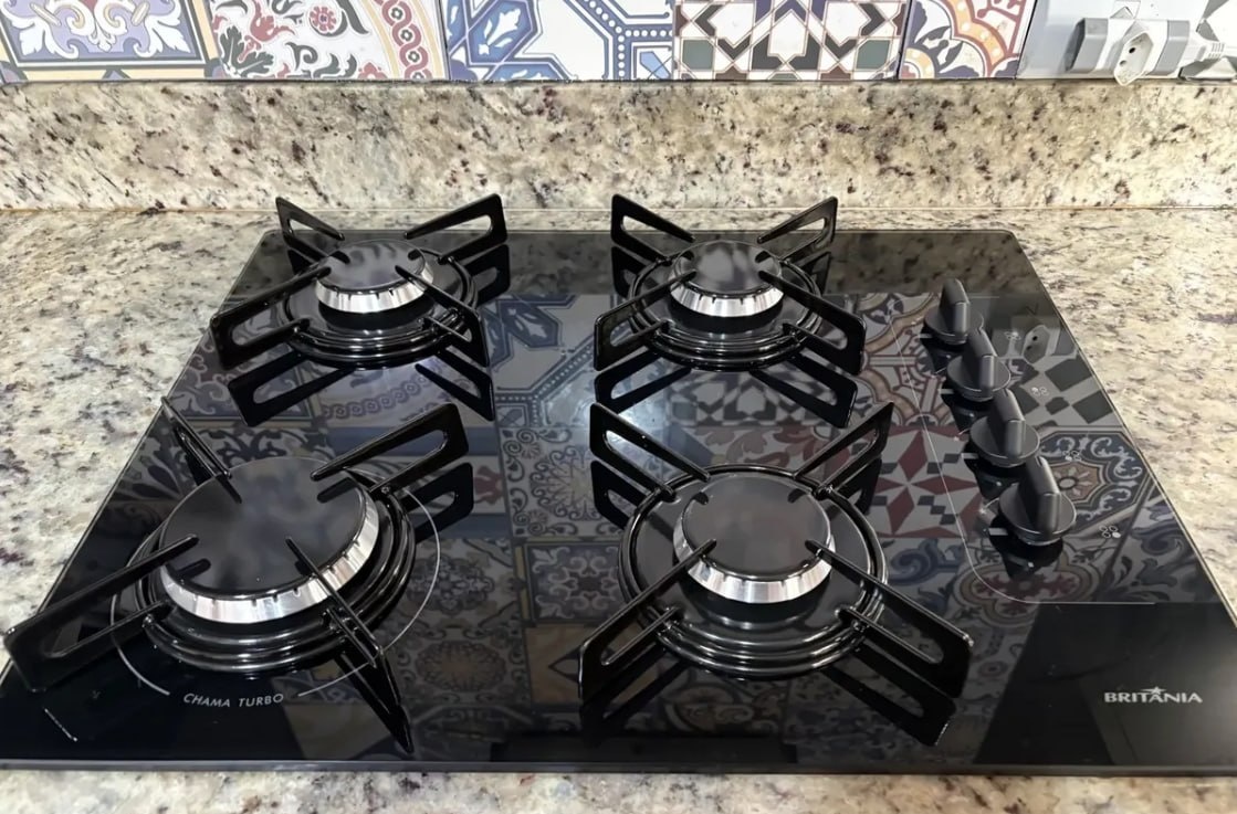 Cooktop 4 Bocas A Gás Preto Britânia