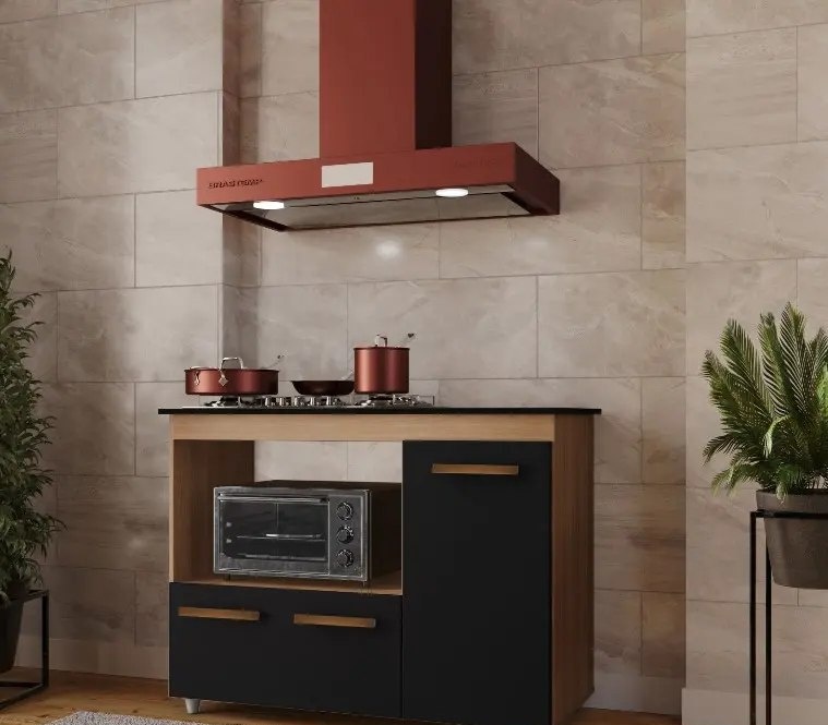 Balcão Para Cooktop 4 E 5 Bocas 3 Portas Mdp Armário Cozinha