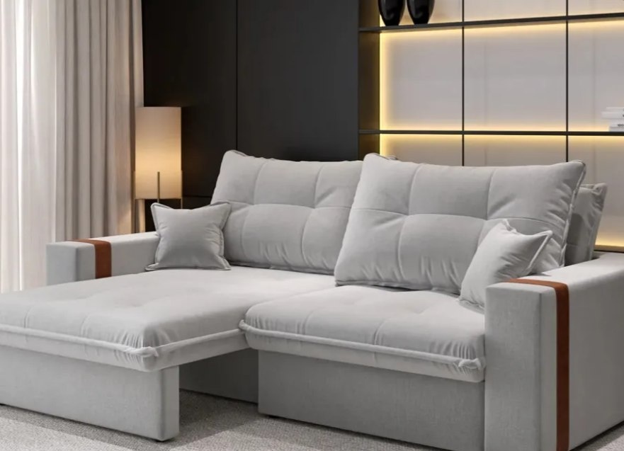 Sofá-cama Retrátil Reclinável 3 Lugares Linho 2,00m Ipanema Cor Cru