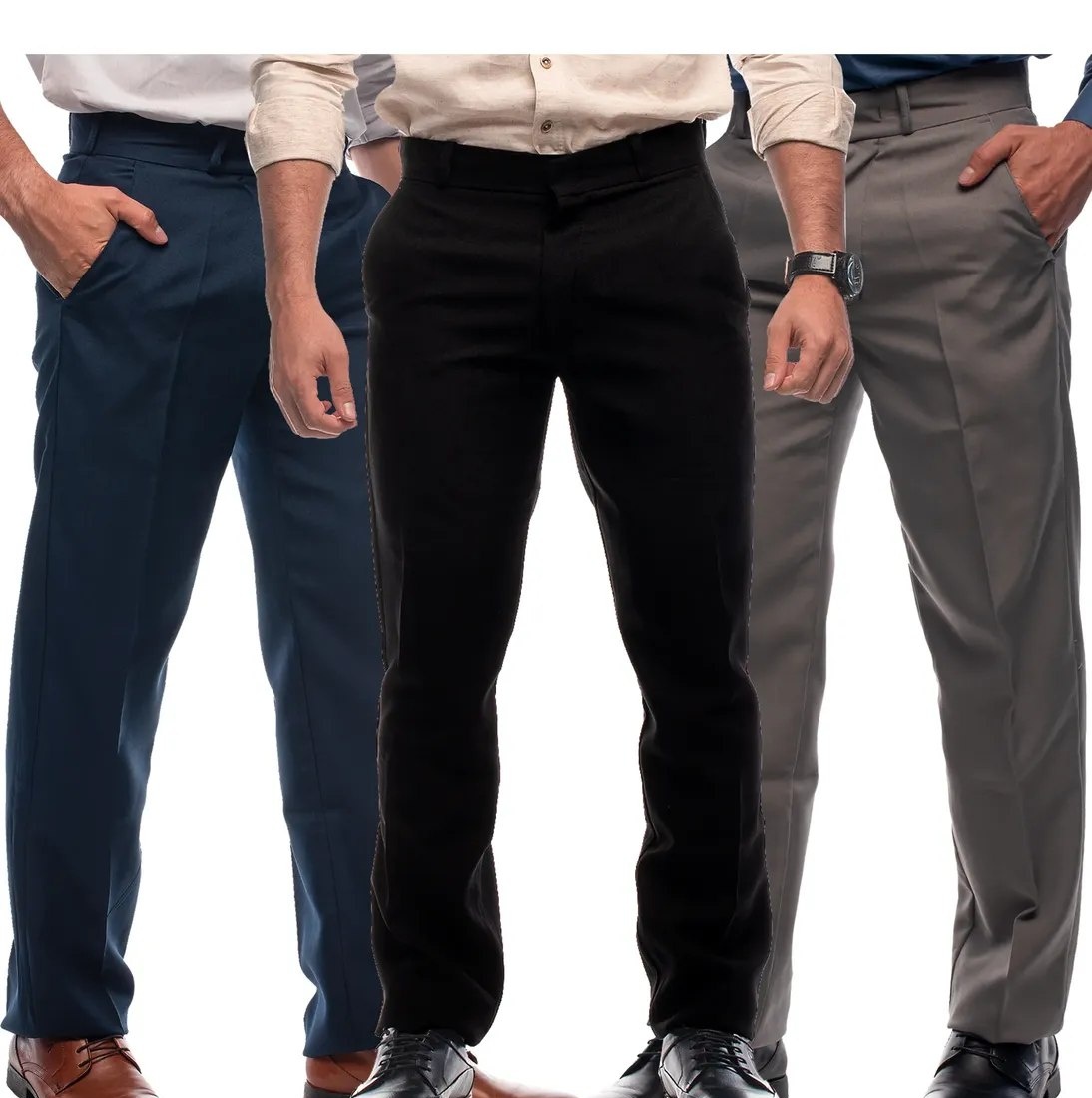 Kit 3 Calça Social Masculina Reta Oxford Alfaiataria Confort