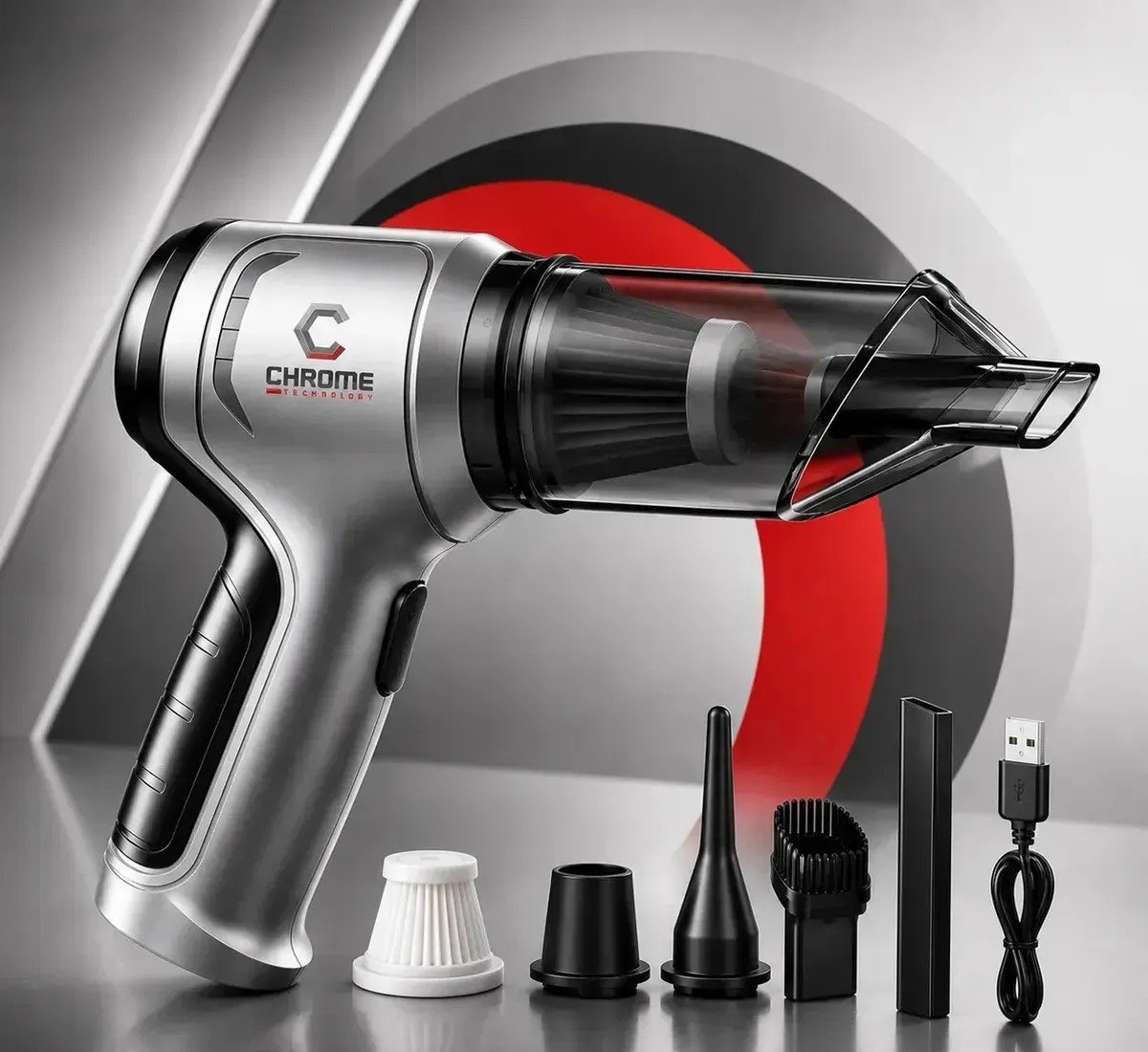 Mini Aspirador De Pó Portátil Recarregável Chrome Technology Soprador Usb Automotivo 3em1