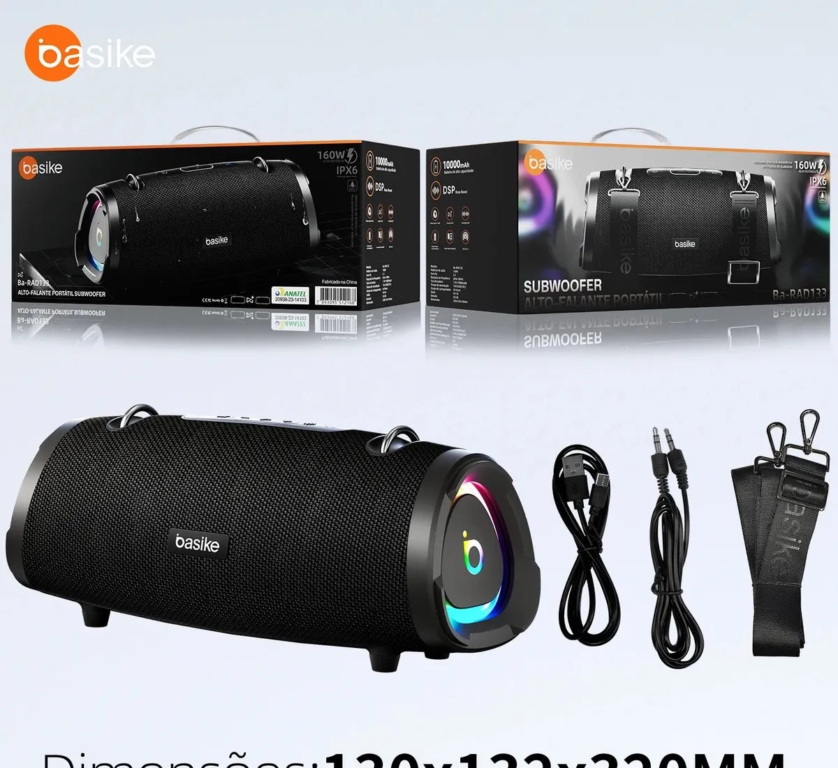 Caixa de Som Portátil Basike Ba-RAD133 de 160W