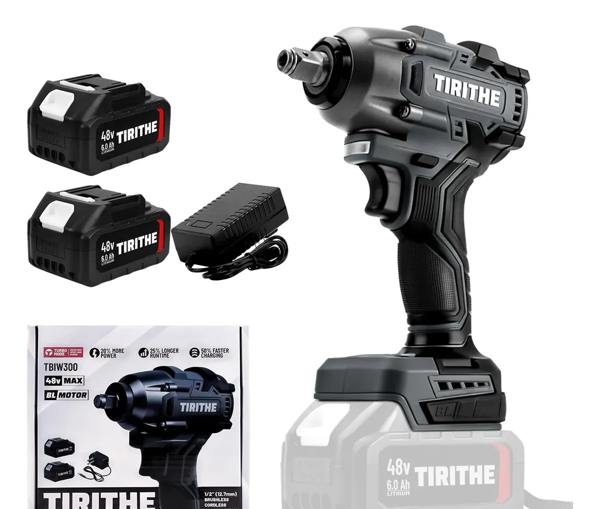 Chave De Impacto Brushless 500nm Com 2 Baterias 48v