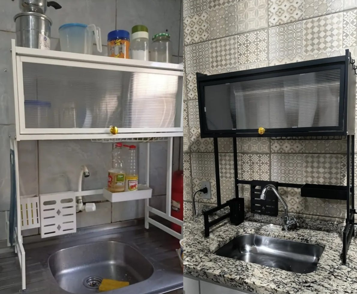 Escorredor De Pratos Louça Cozinha Suspensa 65cm 18pçs