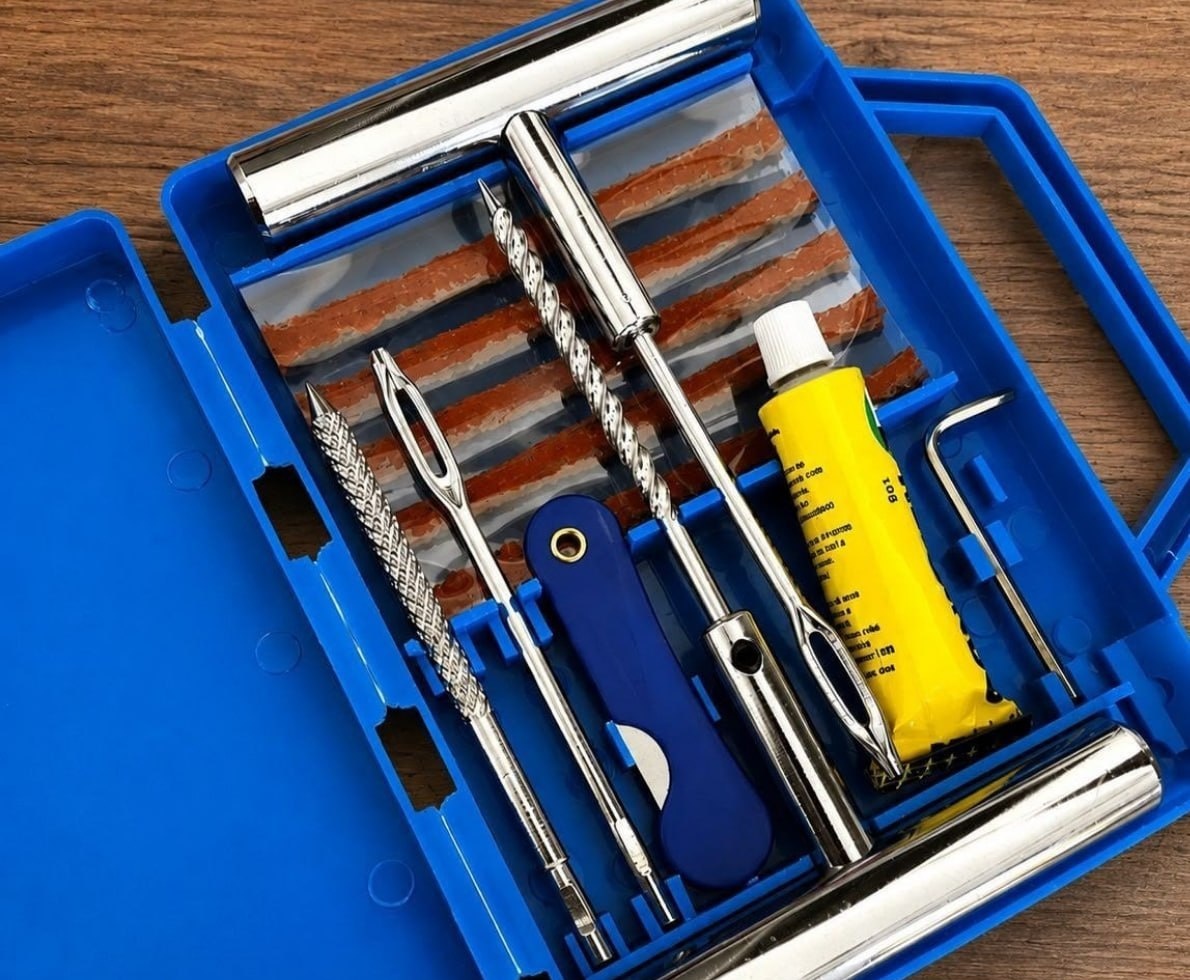 Kit Reparo Pneu Carro Moto Remendo C Maleta