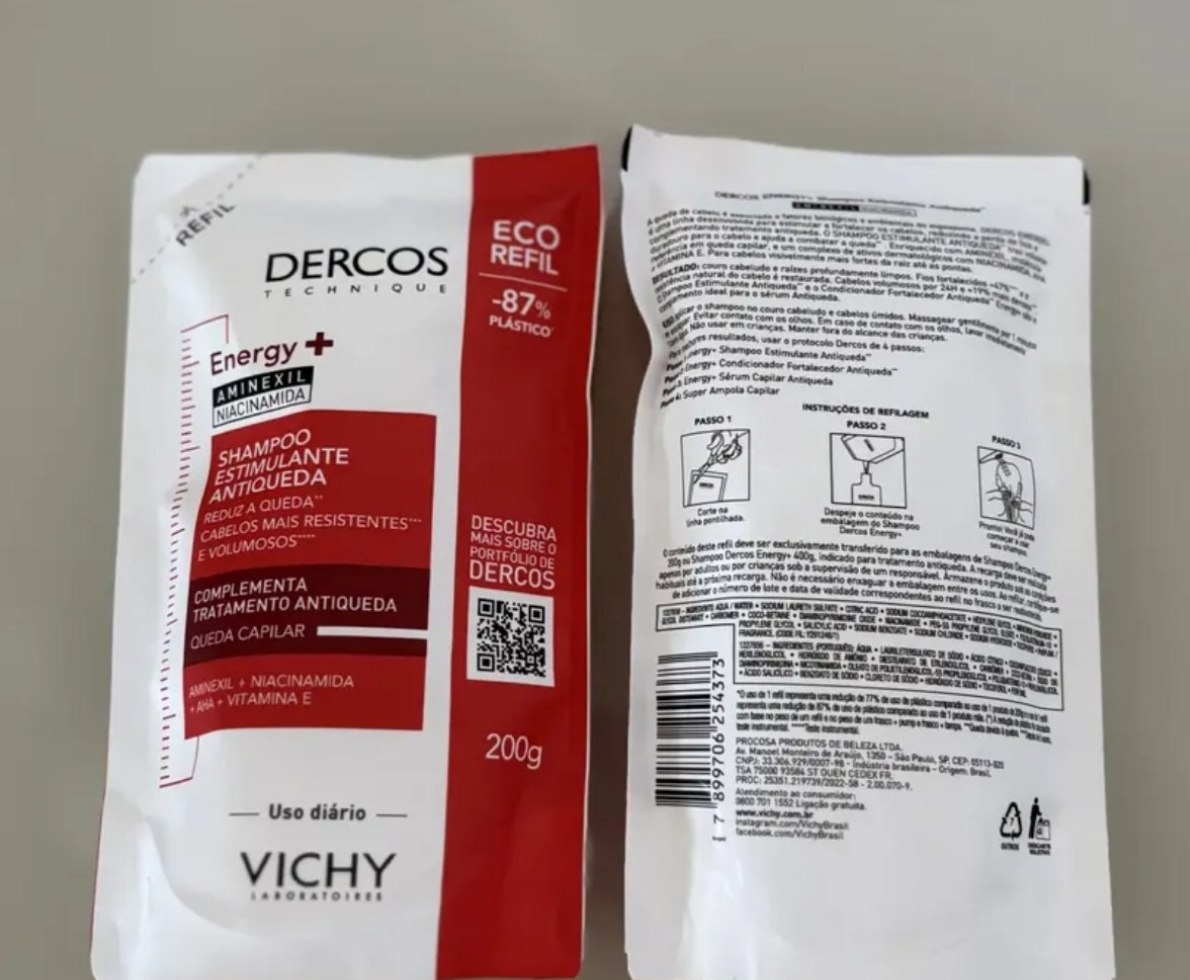 Refil Shampoo Antiqueda Estimulante Dercos Energy Vichy 200g