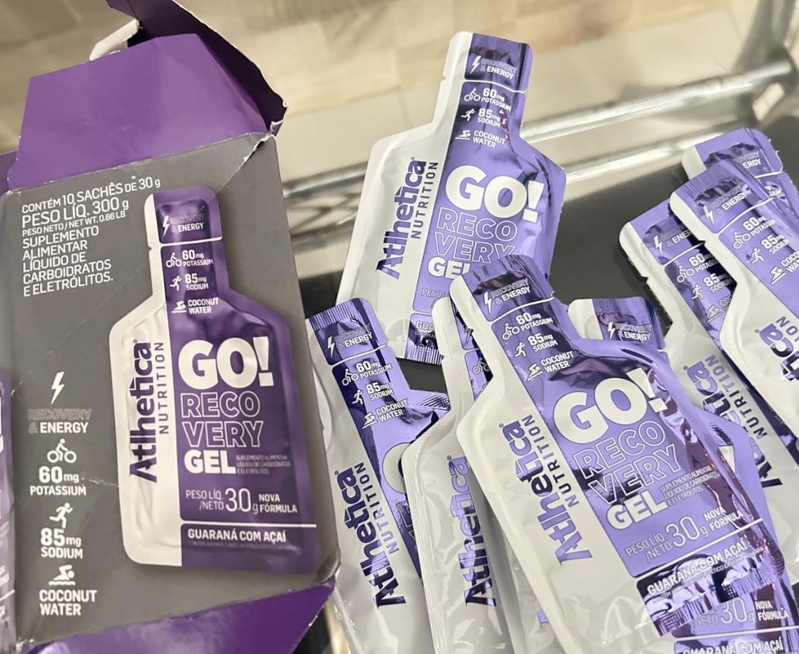 Pack com 10 Sachês Energy Now Gel Atlhetica Nutrition GO! 30g Guaraná e Açai