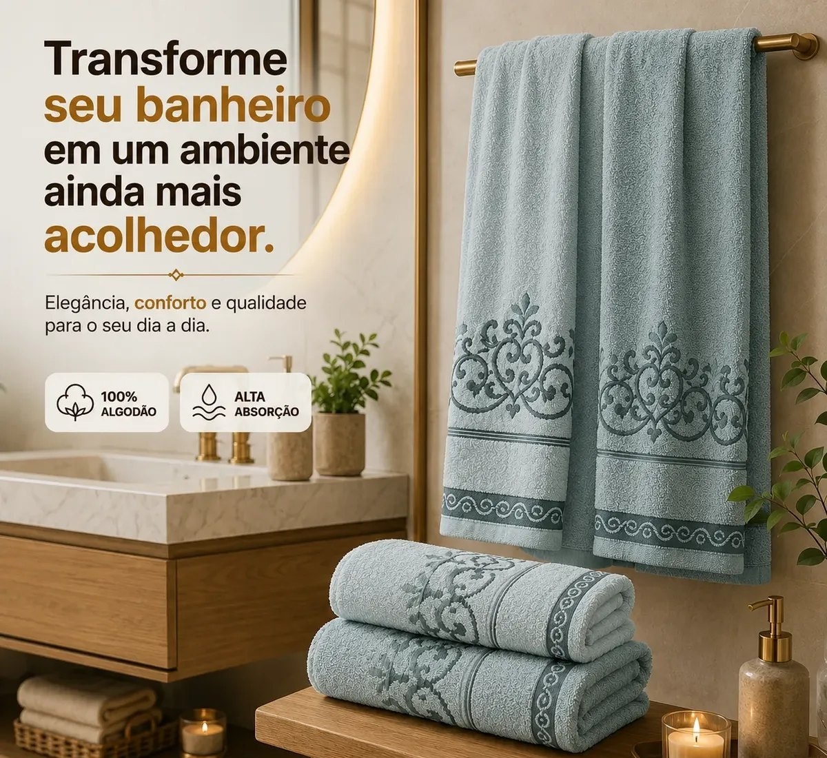 Jogo Toalhas Banho E Rosto Grossas Macias 100 Algodão 4pçs