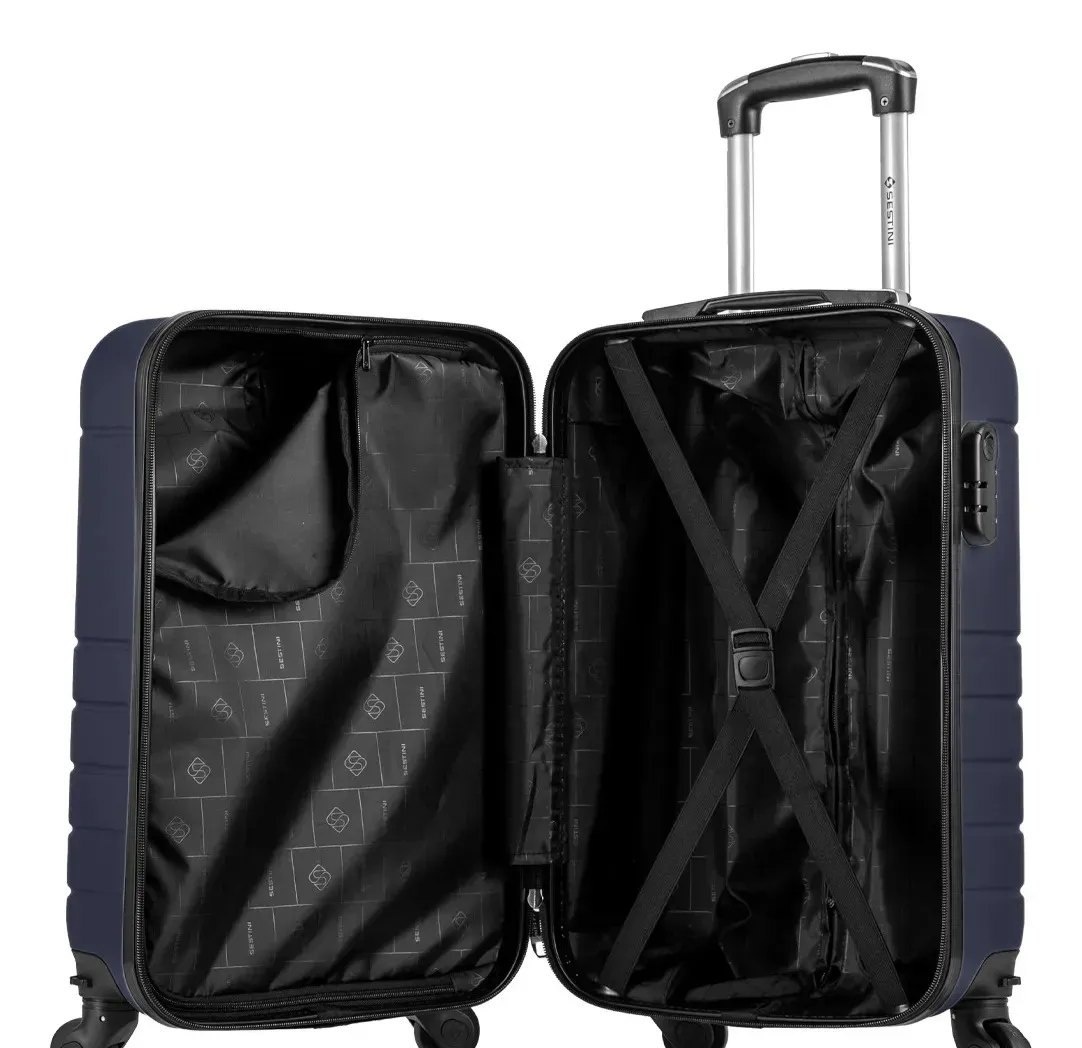 Mala Bordo Abs Sestini 360 Essencial 2 Com Roda Removível Azul-marinho