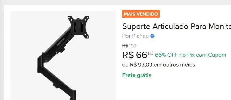 Suporte Articulado Para Monitor e TV Zinnia Nimbo 110, 13 Pol. a 32 Pol