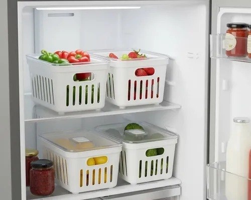 Kit 4 Potes Acrílico 3,8l Organizador Geladeira Rebirth