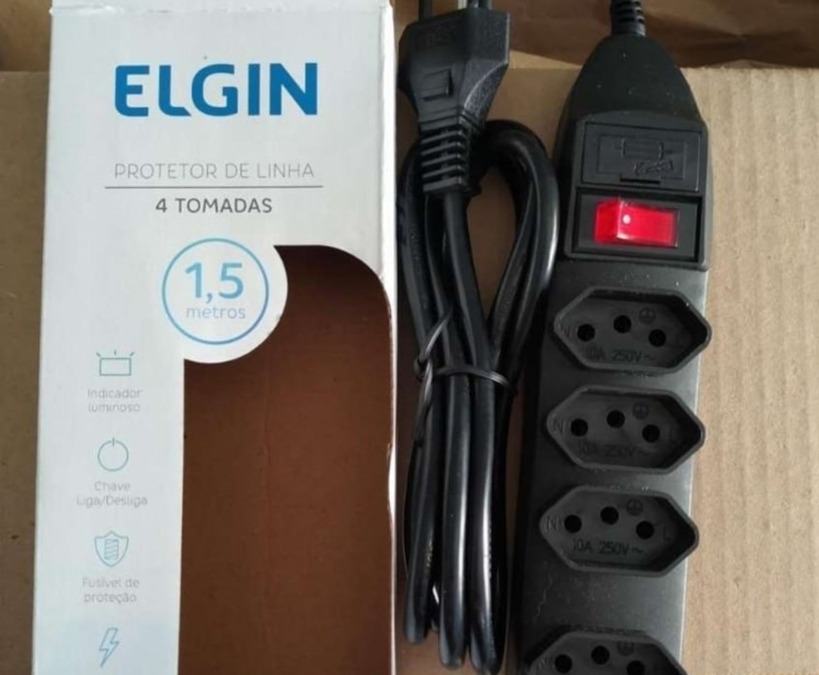 Filtro de Linha 4 Tomadas Elgin 2PT 10A Bivolt