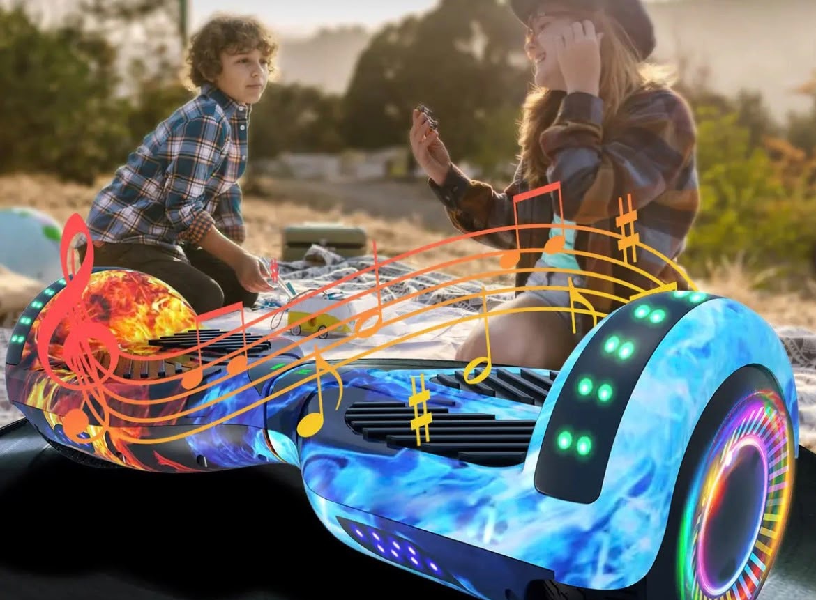 Hoverboard Skate Elétrico 6.5 Polegadas Com Led E Bluetooth Fogo E Gelo