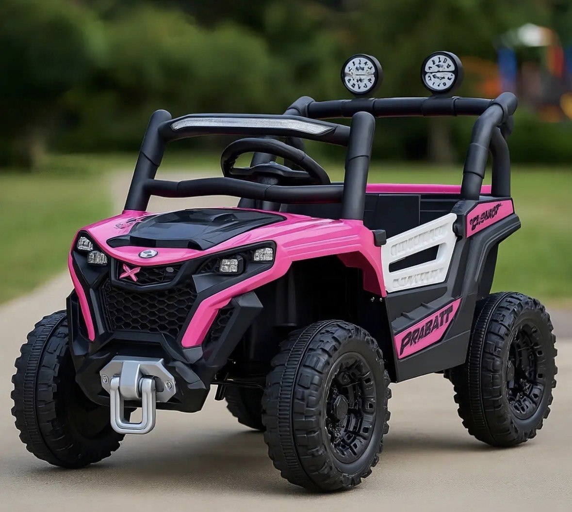 Carro Jipe Elétrico Infantil Controle Remoto Pedal Sons Cor Rosa