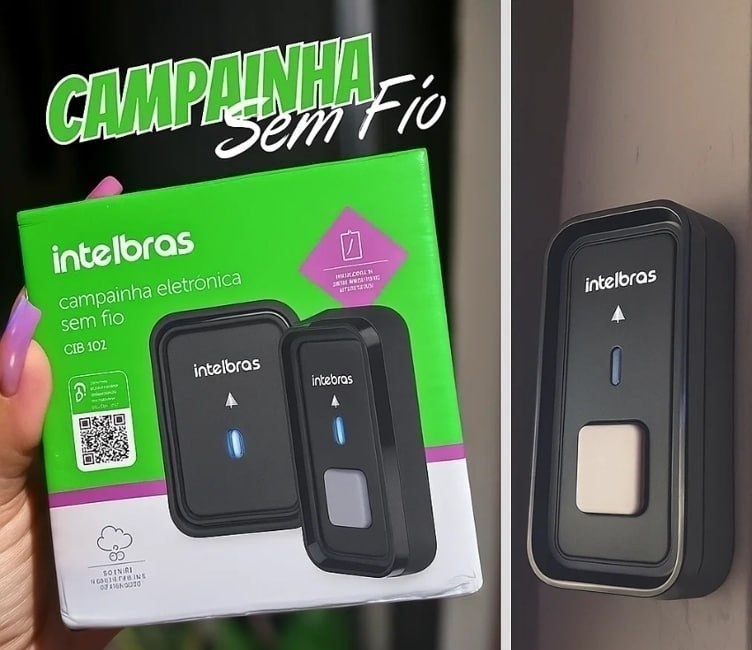 Campainha Sem Fio Intelbras CIB 101S com Bateria Preta