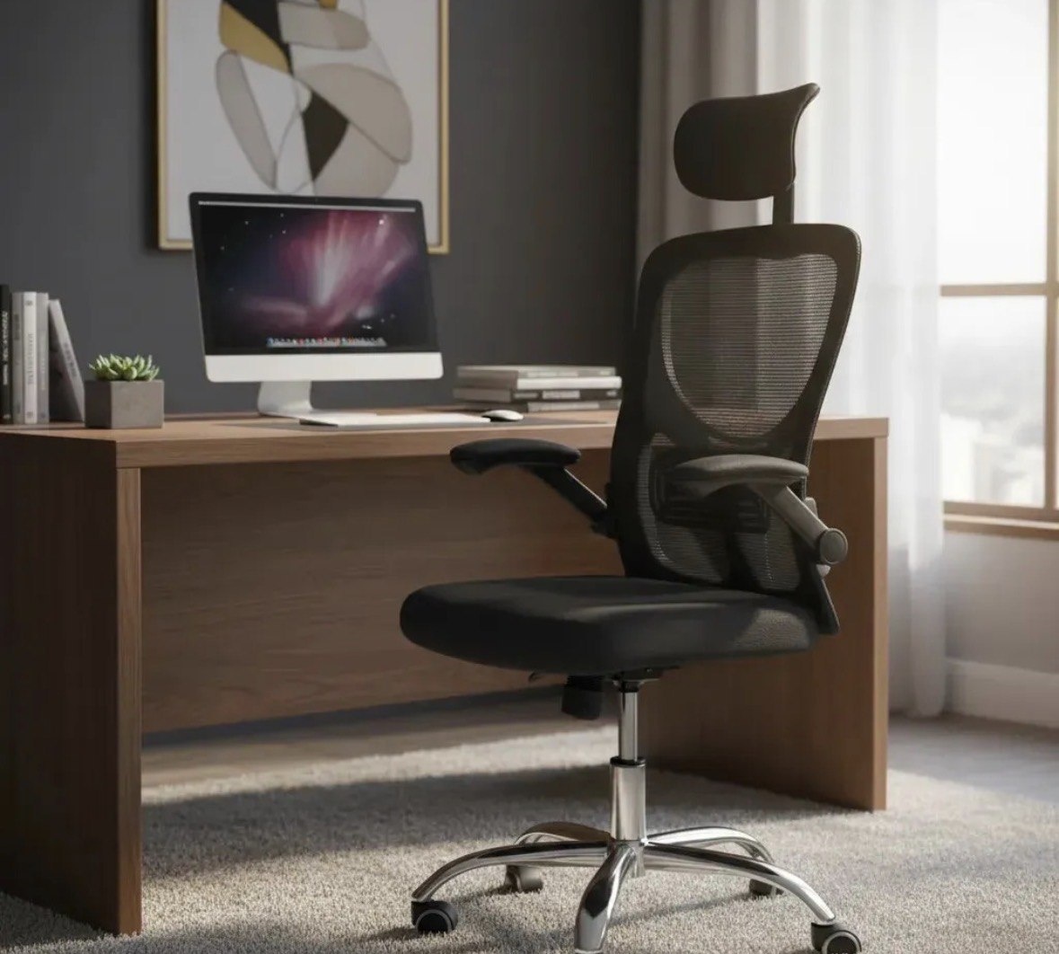 Cadeira De Escritório Ergonômica Ravena Apoio Lombar E Nuca
