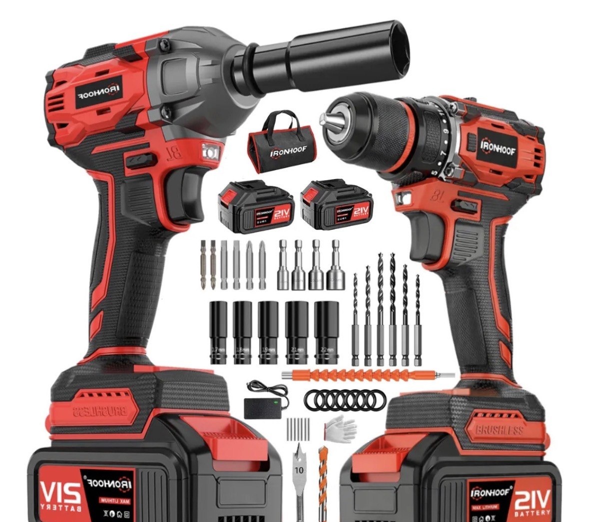Kit2 Profissional Parafusadeira Chave De Impacto Brushless