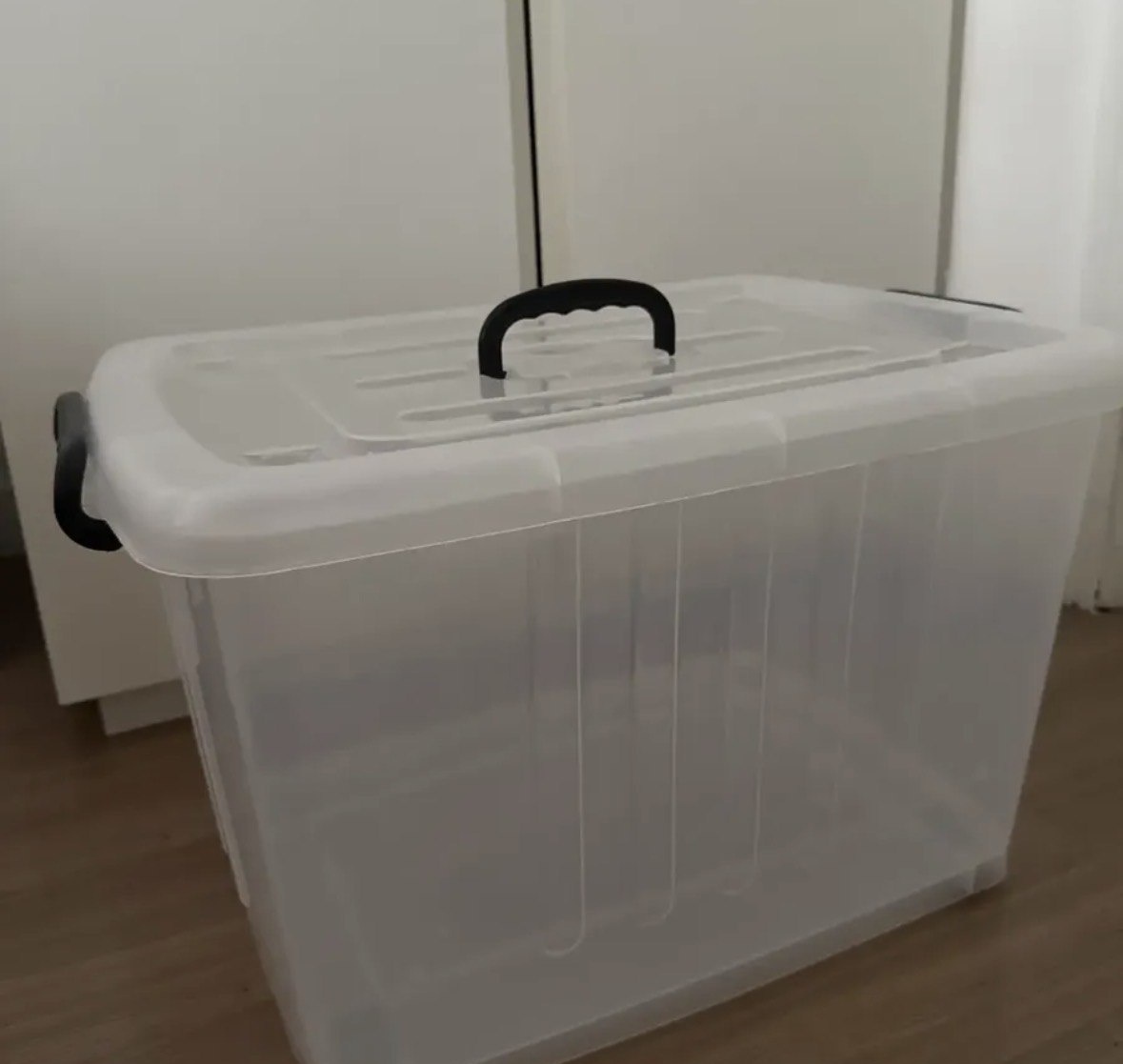 03 Caixa Organizadora Grande Plástico 78 Litros Transparente
