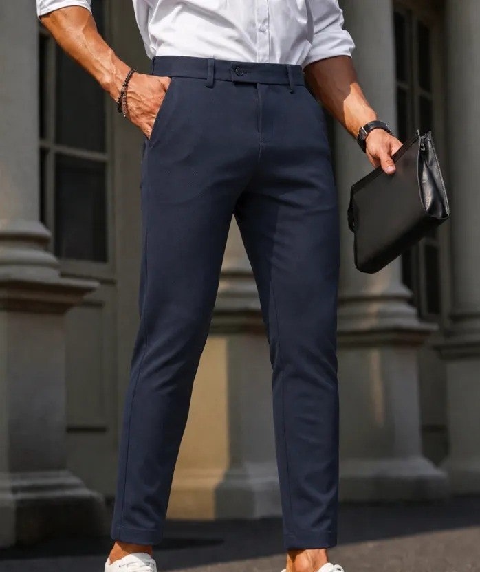 Calça Social Alfaiataria Masculina Malha Elastano Stretch