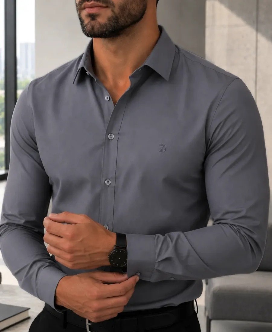 Camisa Social Masculina Manga Longa