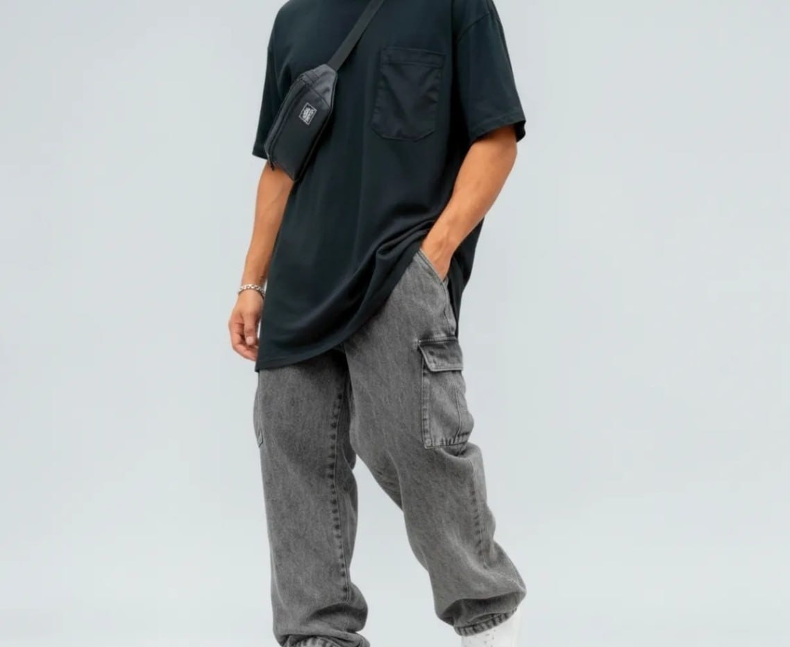 Calça Jeans Cargo Masculina Streetwear