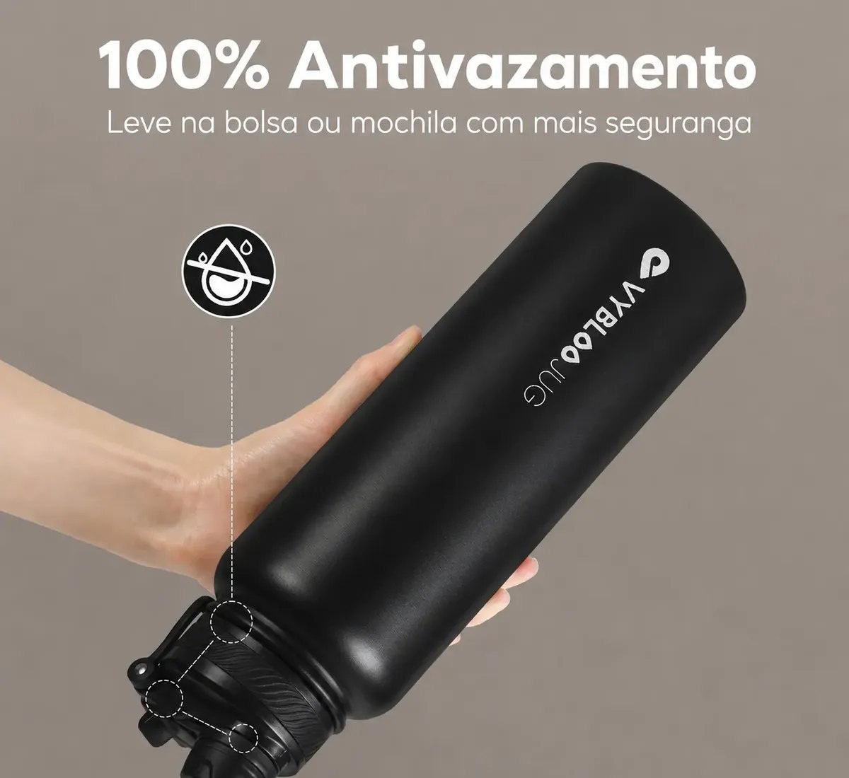 Garrafa Térmica Água 1,2 Litro Inox Tampa 2 Em 1 Com Canudo