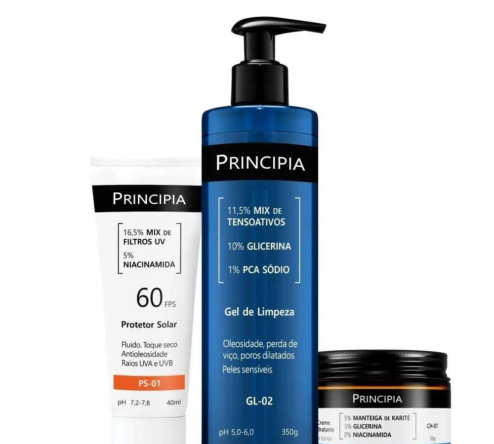 Kit Principia para Rotina de Skincare Pele Sensível com Protetor Solar FPS 60