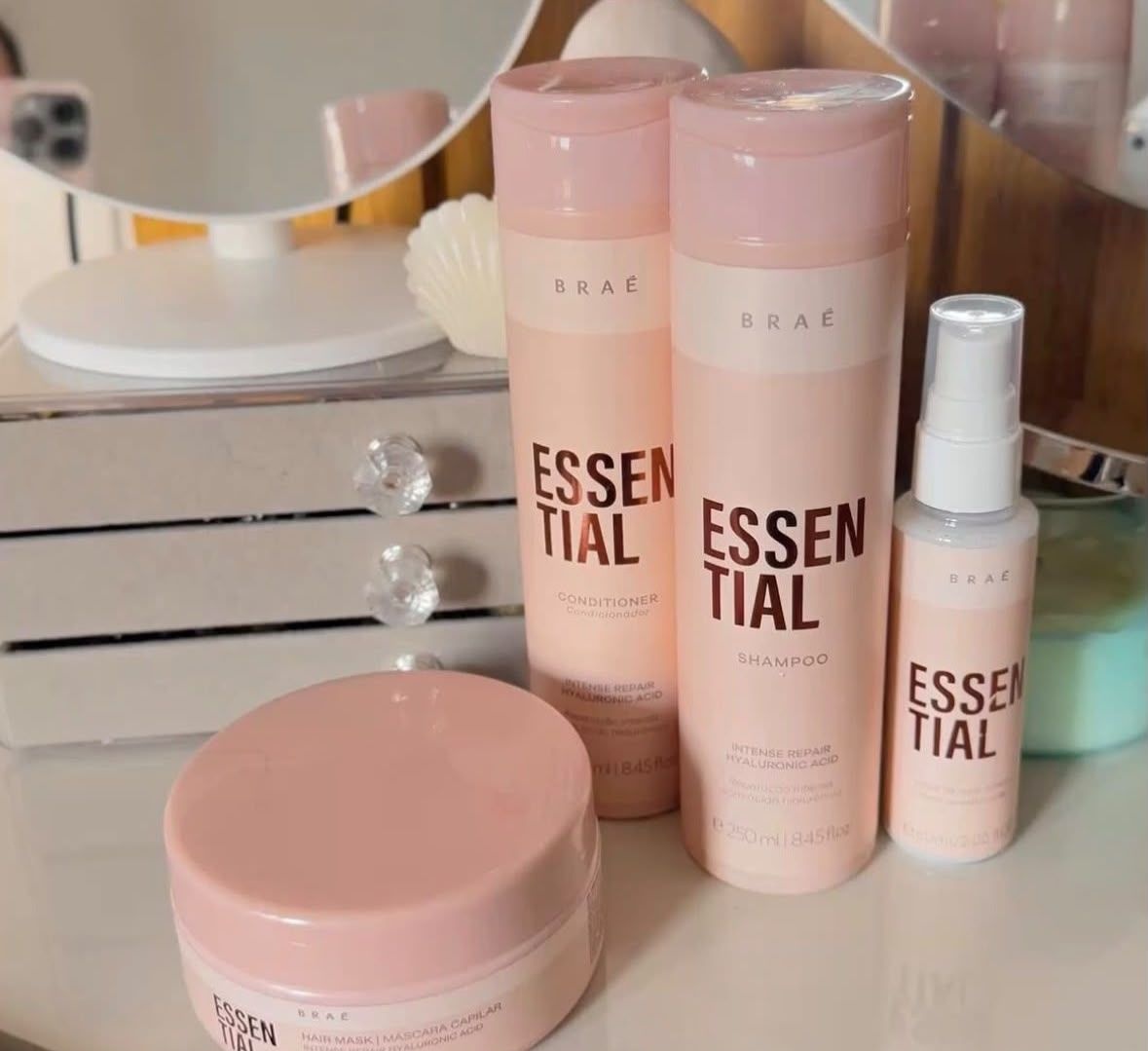 Kit Braé Essential Shampoo  Condicionador  Máscara  Fluido