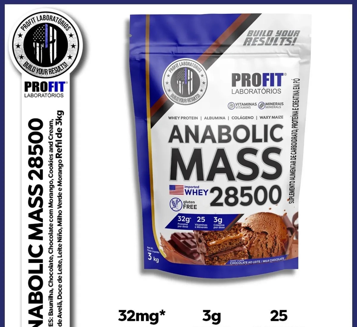 Anabolic Mass 28500 3kg Profit Labs Sabor Chocolate