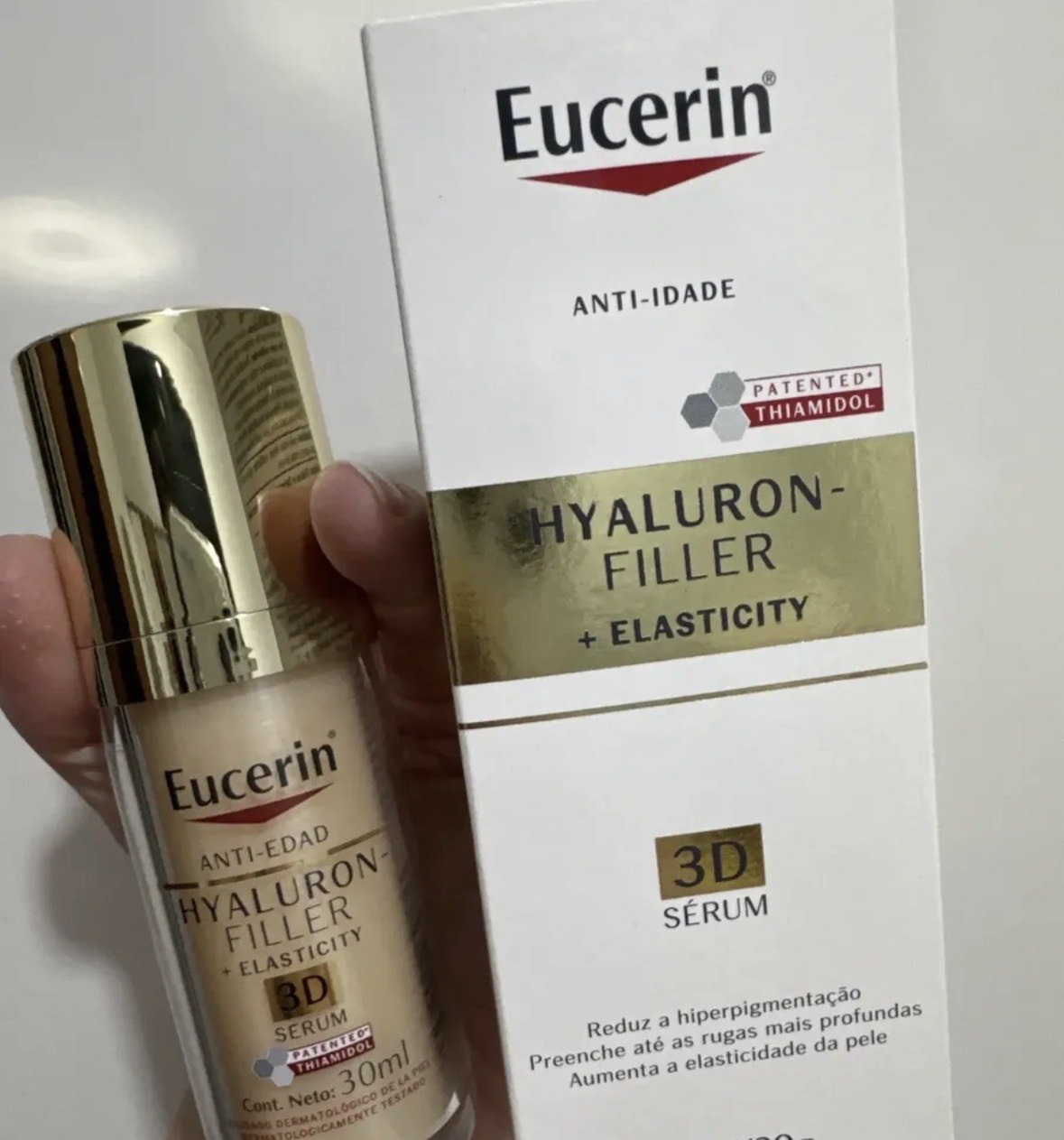 EUCERIN 3D Sérum Facial Anti-idade Firmador 30ml, Elasticity, Pele Madura, Hyaluron-Filler, Ácido Hialurônico, Antirrugas