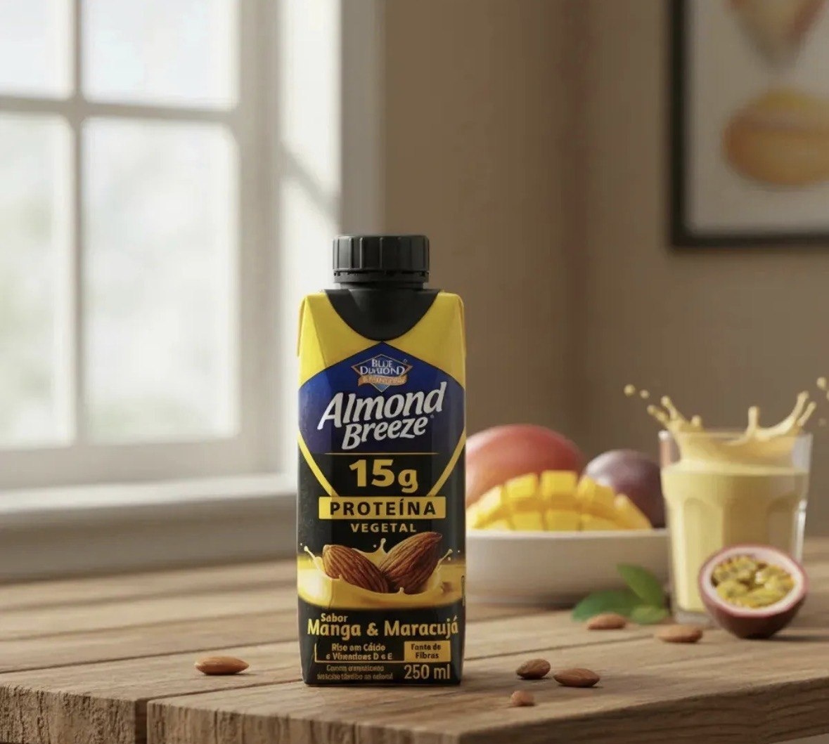 Bebida Proteica Vegana Almond Breeze Manga E Maracujá 15g Proteína Caixa Com 12