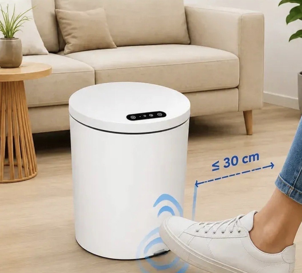Lixeira inteligente Automática, Toque, Botão manual, sensor infravermelho, recarregável USB, ideal para banheiro, cozinha e escritório