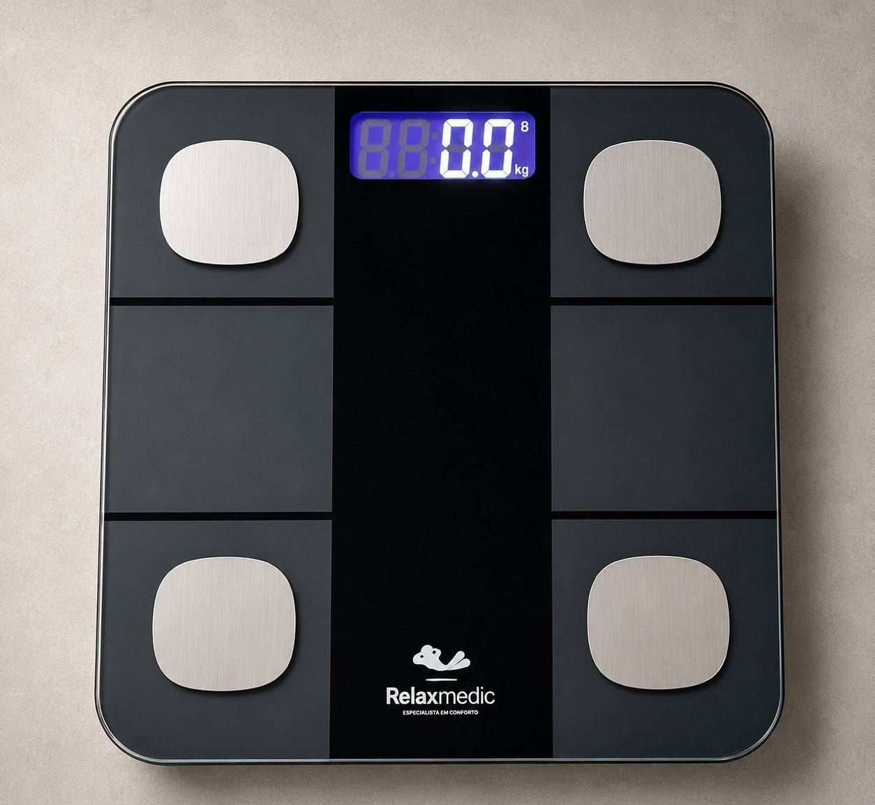 Balança Digital Corporal Bioimpedância - Aplicativo Bluetooth Relaxmedic