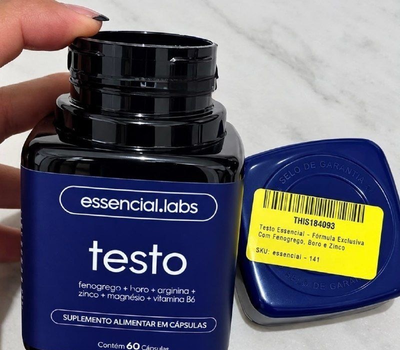 TESTO ESSENCIAL - Fórmula Exclusiva com Feno Grego  Boro  Arginina  ZMA  Vitamina B6 - 60 cápsulas - Precursor da Testosterona