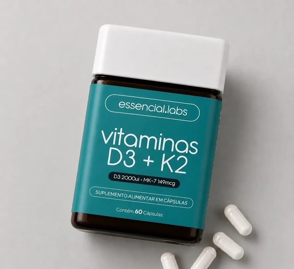 Vitamina D3  K2 Menaquinona-7 60 Cápsulas