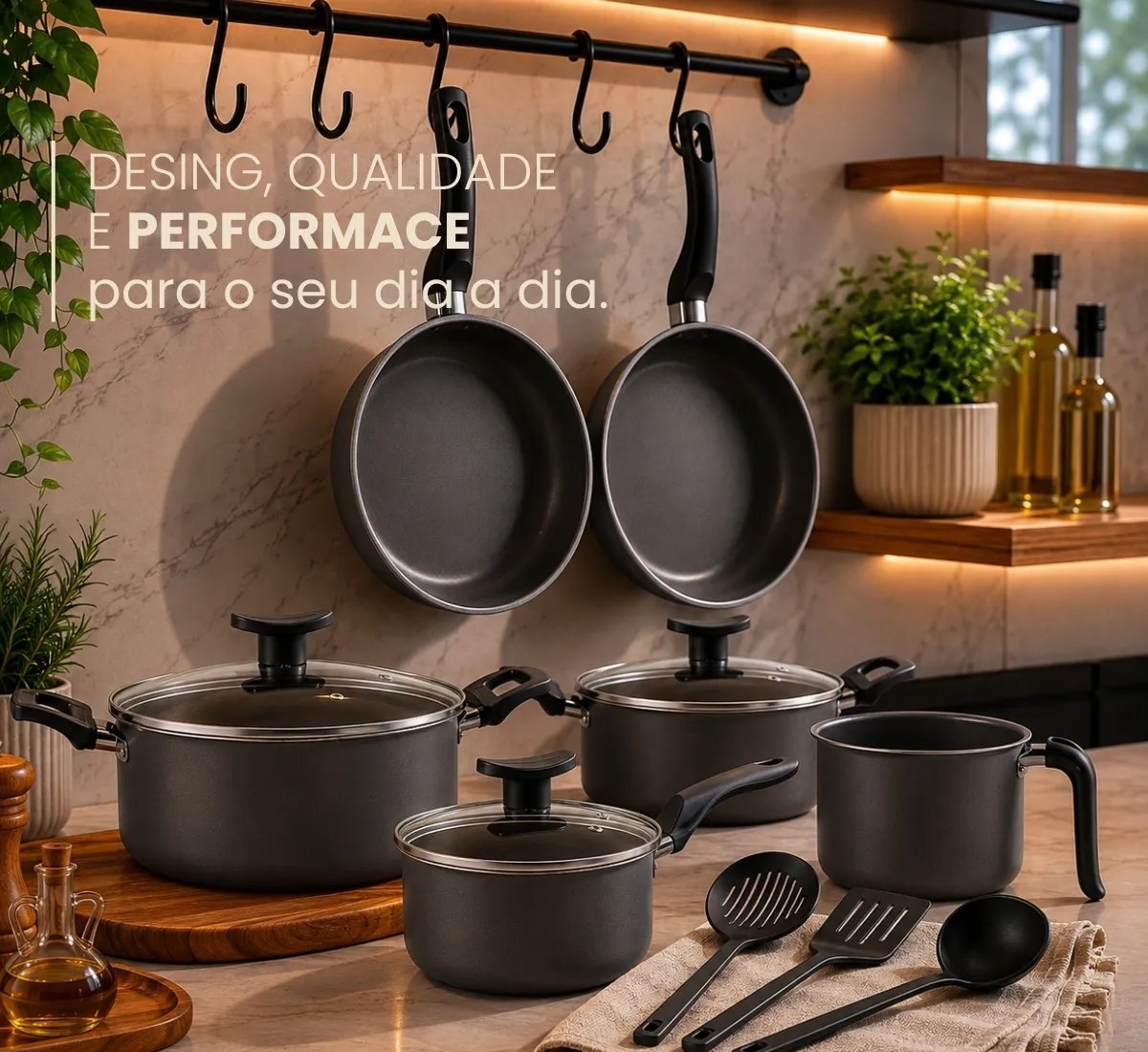 Conjunto Panelas Antiaderente 10 Peças Teflon Várias Cores