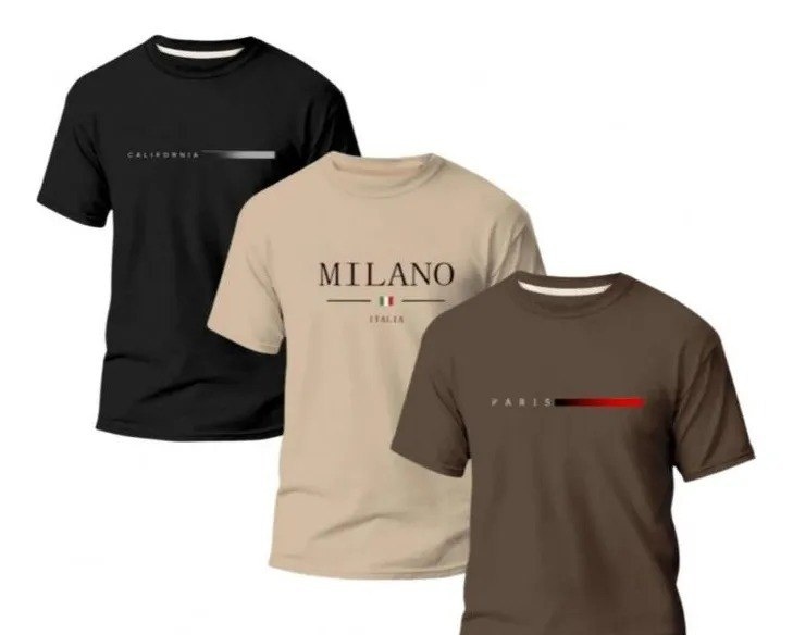Kit 3 Camiseta Paris Milano Basica