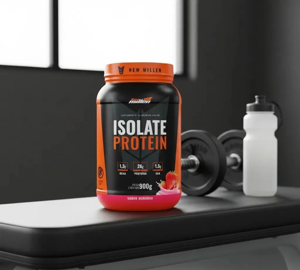 Whey Protein Isolate 900g New Millen Sabor Morango - vários sabores
