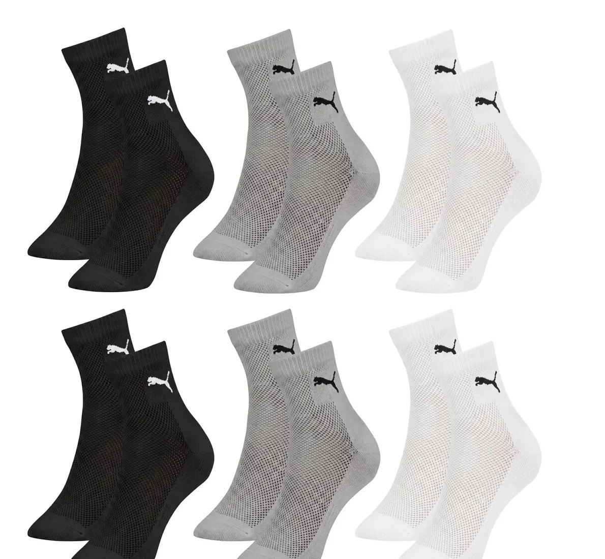 Kit 6 Pares Meia Puma Colors  Heart Cano Médio Feminino