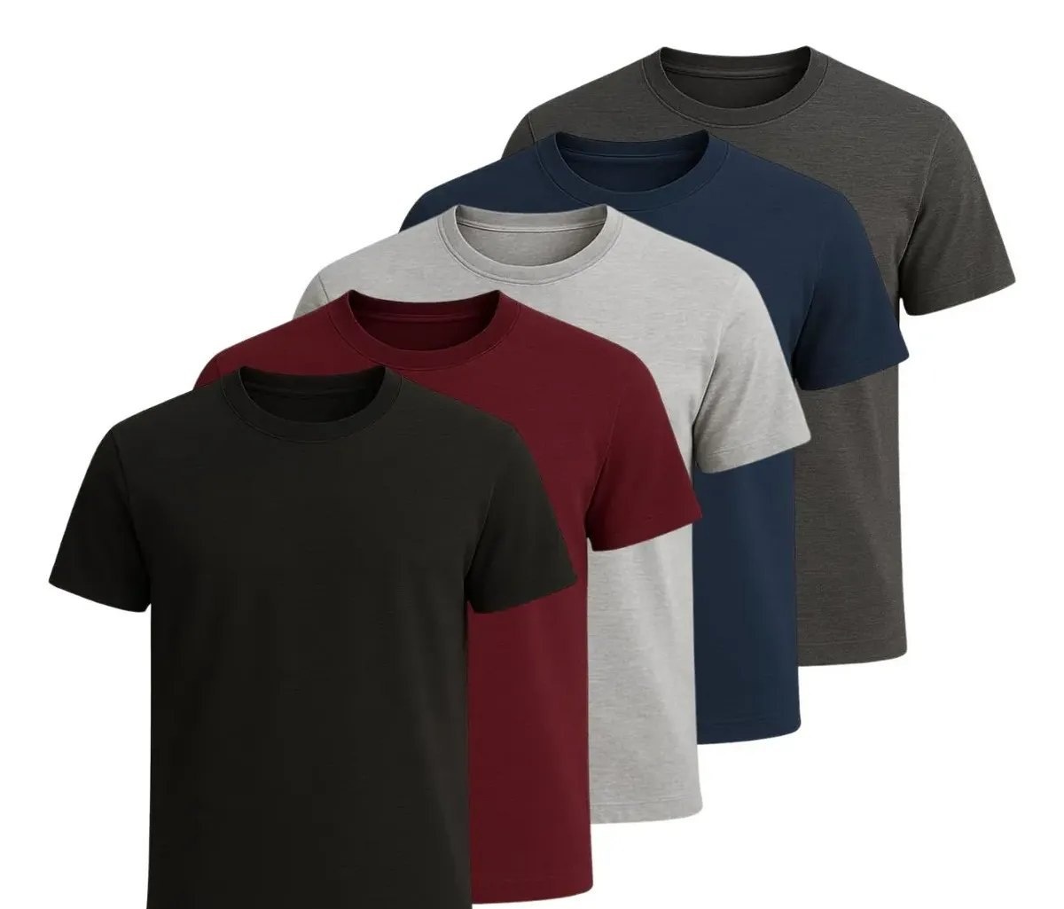 Kit 5 Camisetas Basica Algodão Lisas Gola Redonda Regular