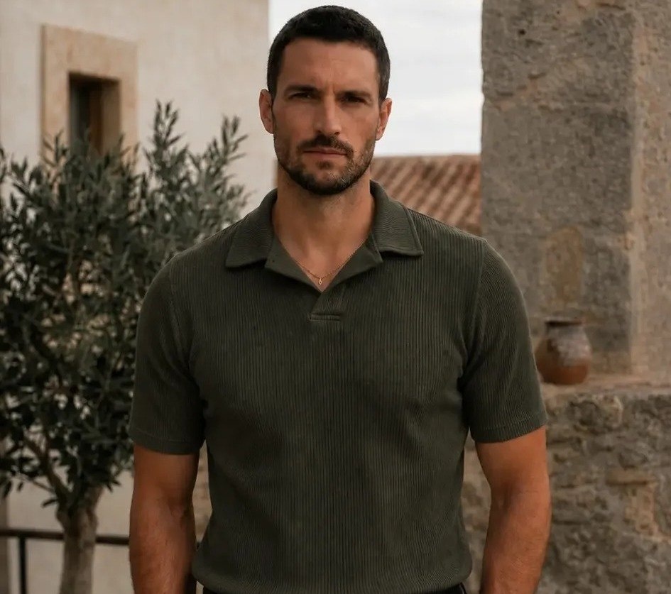 Camisa Camiseta Polo Texturizada Sem Botão