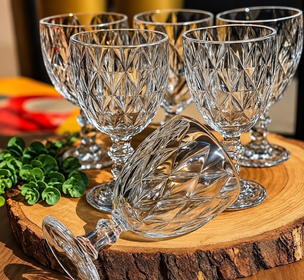 Jogo 6 Taças De Vidro Diamond Cristal 340ml