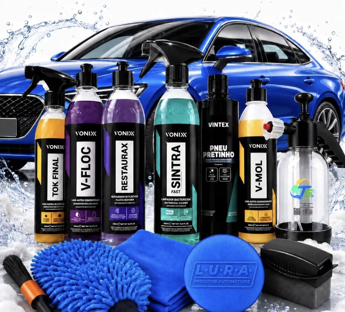 Kit Completo Lavar Carro Rapido Cera Pulverizador 2l Brilho